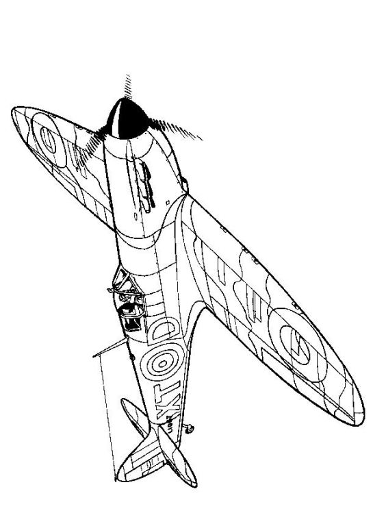 Coloring page WWII Aircrafts Spitfire 1940